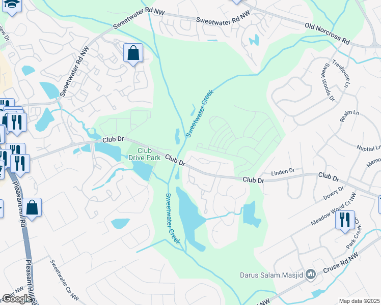 map of restaurants, bars, coffee shops, grocery stores, and more near 3271 Long Iron Place in Lawrenceville