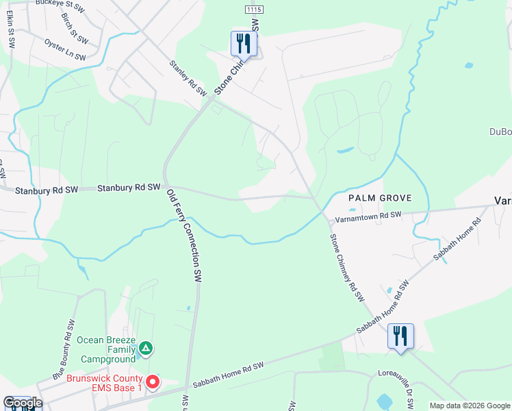 map of restaurants, bars, coffee shops, grocery stores, and more near 679 Stanbury Road Southwest in Supply