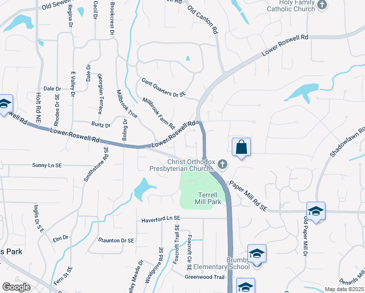 map of restaurants, bars, coffee shops, grocery stores, and more near 486 Milledge Gate Terrace Southeast in Marietta