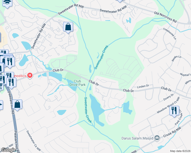 map of restaurants, bars, coffee shops, grocery stores, and more near 3271 Long Iron Place in Lawrenceville