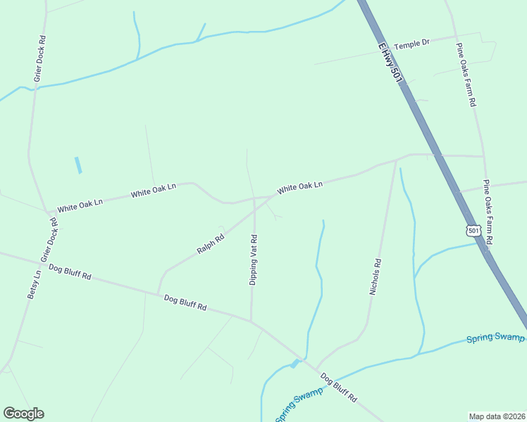 map of restaurants, bars, coffee shops, grocery stores, and more near 1301 Ralph Road in Galivants Ferry