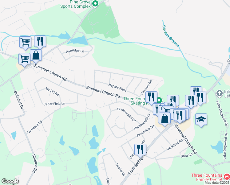 map of restaurants, bars, coffee shops, grocery stores, and more near 2778 Emanuel Church Road in West Columbia