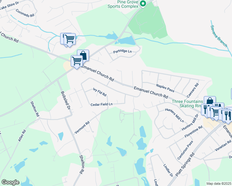map of restaurants, bars, coffee shops, grocery stores, and more near 313 Cedar Field Lane in West Columbia