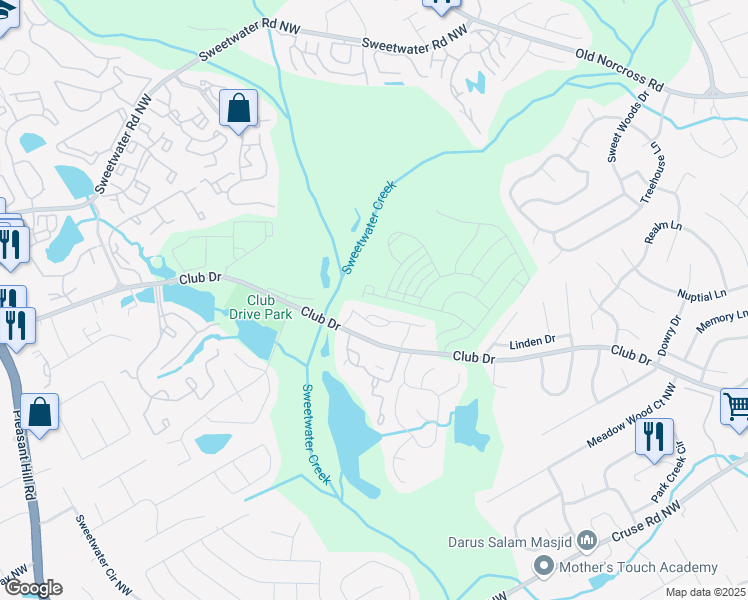 map of restaurants, bars, coffee shops, grocery stores, and more near 4264 Holland Grove Road in Lawrenceville