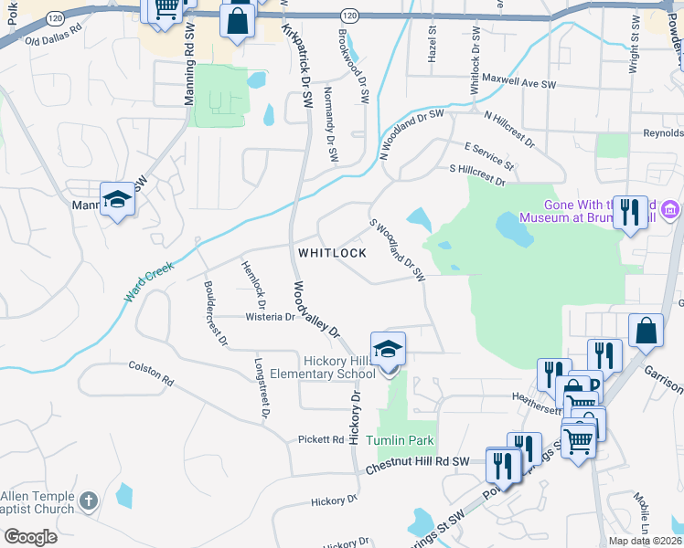 map of restaurants, bars, coffee shops, grocery stores, and more near 384 Chinquapin Drive in Marietta