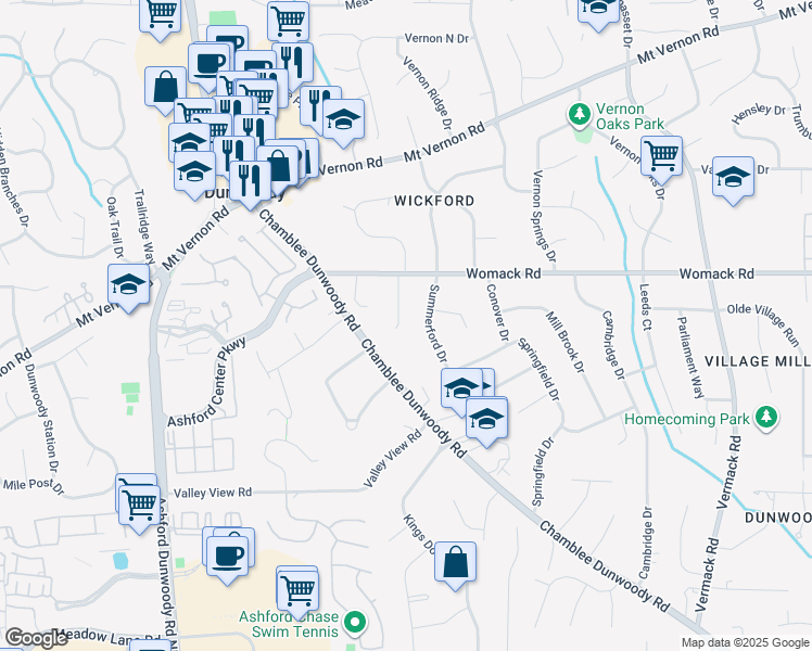 map of restaurants, bars, coffee shops, grocery stores, and more near 4909 Framons Court in Dunwoody