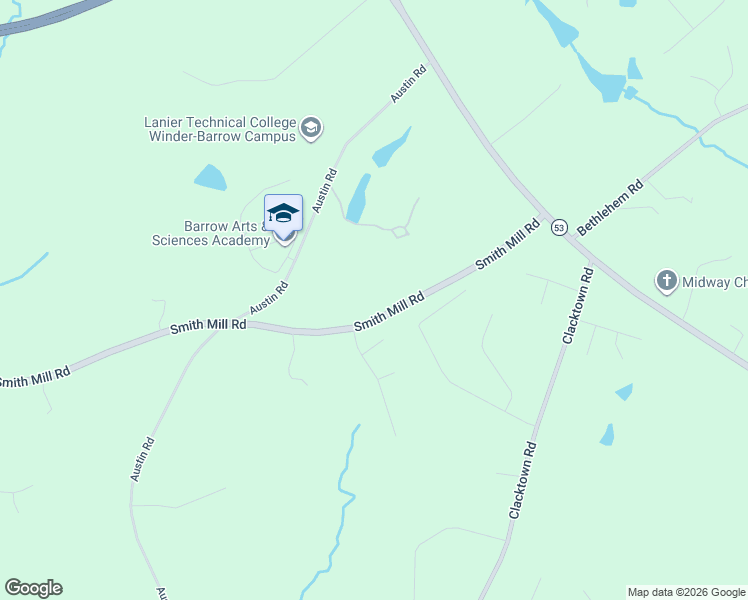 map of restaurants, bars, coffee shops, grocery stores, and more near 824 Smith Mill Road in Winder