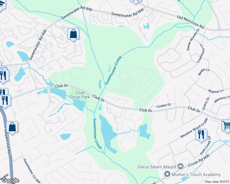 map of restaurants, bars, coffee shops, grocery stores, and more near 4264 Holland Grove Road in Lawrenceville