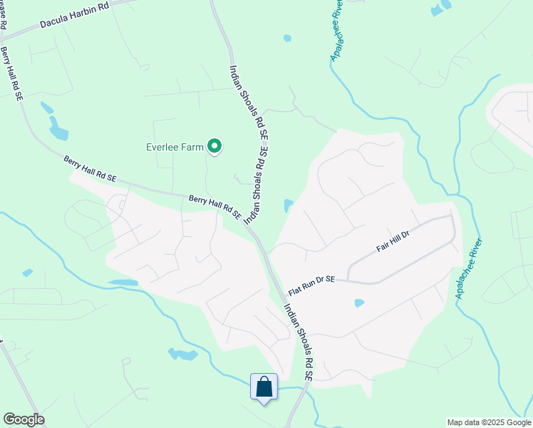 map of restaurants, bars, coffee shops, grocery stores, and more near 3893 Indian Shoals Road Southeast in Bethlehem