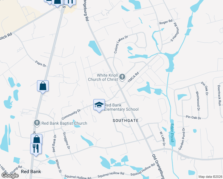 map of restaurants, bars, coffee shops, grocery stores, and more near 345 Community Drive in Lexington