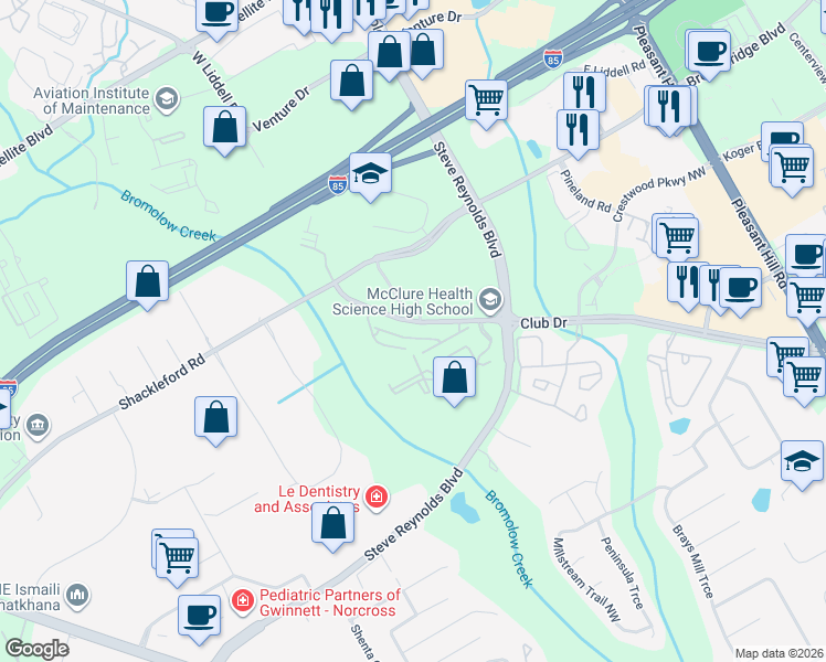 map of restaurants, bars, coffee shops, grocery stores, and more near 4021 Stillwater Drive in Duluth