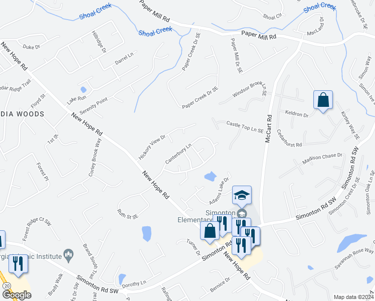 map of restaurants, bars, coffee shops, grocery stores, and more near 650 Carriage Lane in Lawrenceville