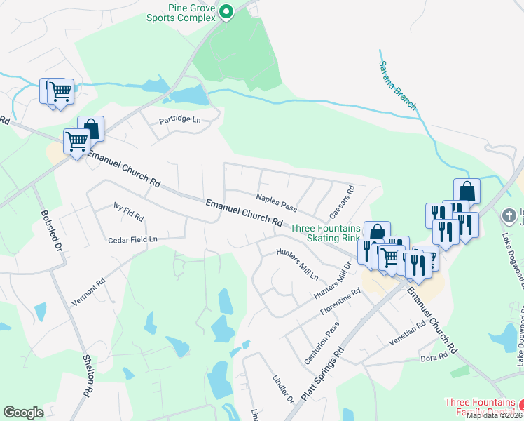 map of restaurants, bars, coffee shops, grocery stores, and more near 2778 Emanuel Church Road in West Columbia