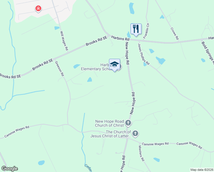 map of restaurants, bars, coffee shops, grocery stores, and more near 2629 Maggie Woods Court in Dacula