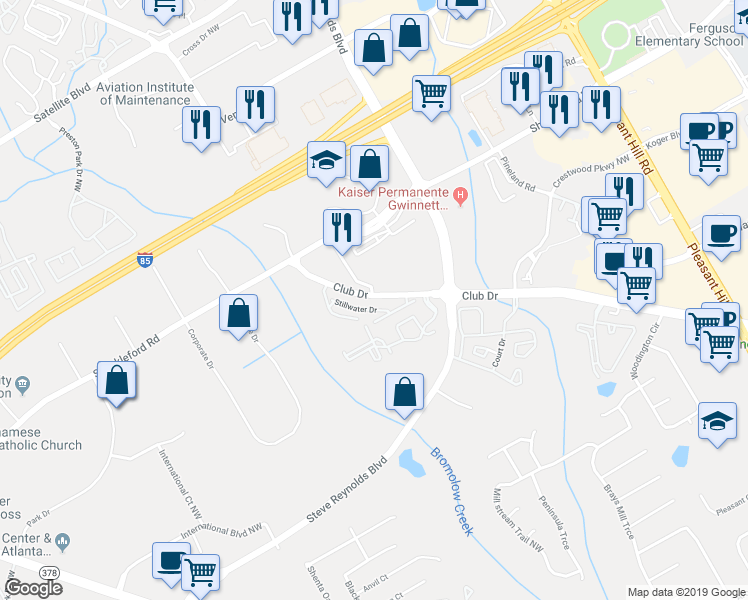 map of restaurants, bars, coffee shops, grocery stores, and more near 4021 Stillwater Dr in Duluth