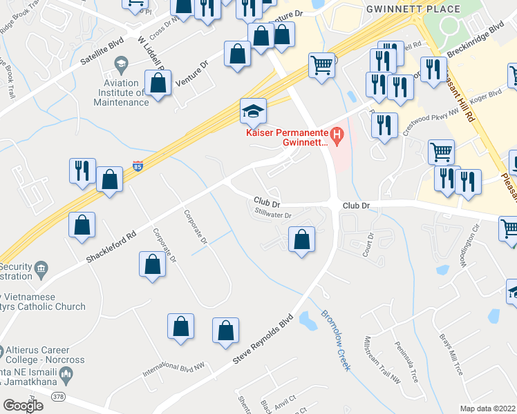 map of restaurants, bars, coffee shops, grocery stores, and more near 4183 Stillwater Drive in Duluth
