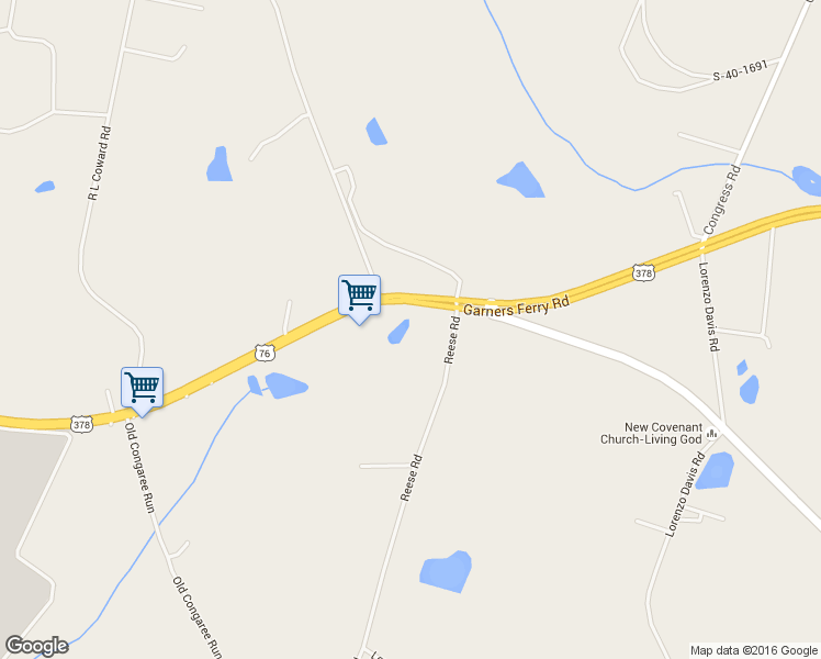 map of restaurants, bars, coffee shops, grocery stores, and more near 10601 Garners Ferry Road in Eastover