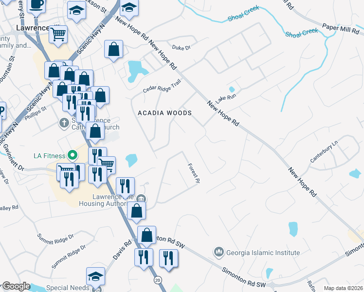 map of restaurants, bars, coffee shops, grocery stores, and more near 559 1st Street in Lawrenceville