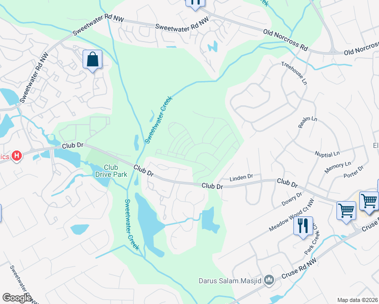 map of restaurants, bars, coffee shops, grocery stores, and more near 3193 Long Iron Drive in Lawrenceville