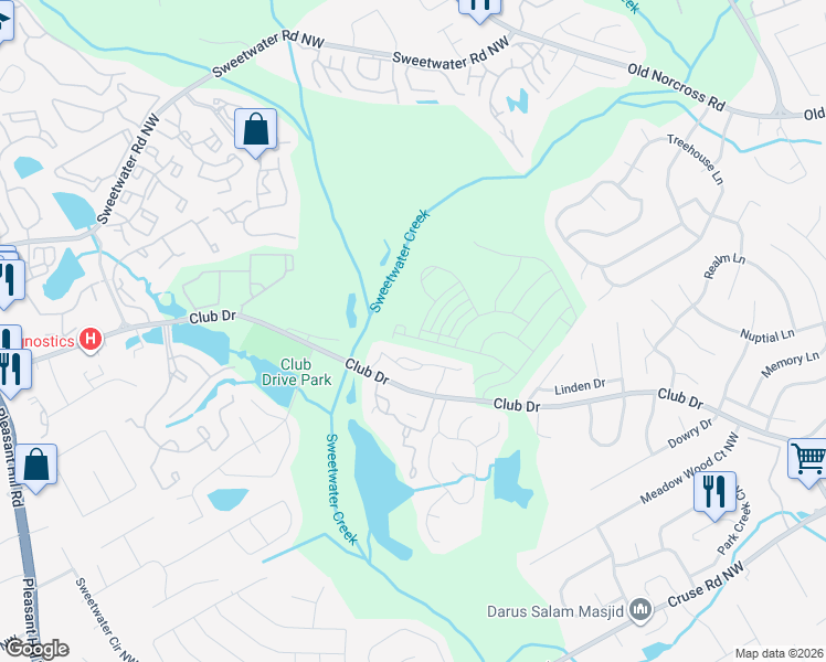 map of restaurants, bars, coffee shops, grocery stores, and more near 3235 Long Iron Drive in Lawrenceville