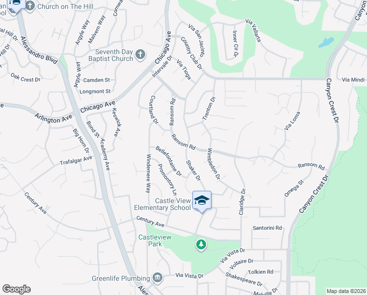 map of restaurants, bars, coffee shops, grocery stores, and more near 1502 Ransom Road in Riverside