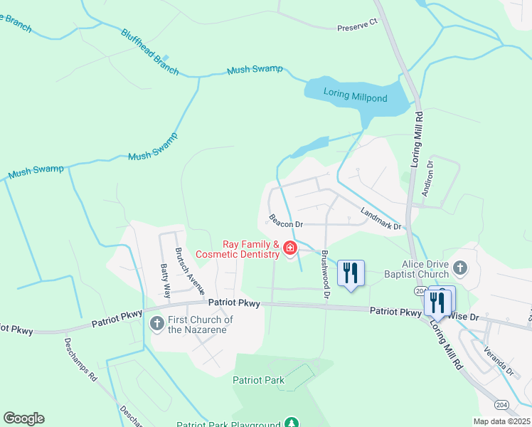 map of restaurants, bars, coffee shops, grocery stores, and more near 3602 Beacon Drive in Sumter