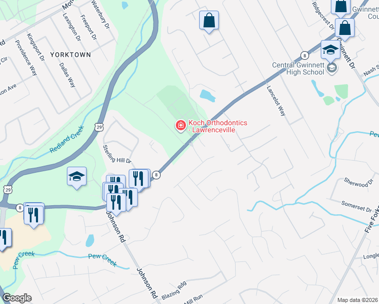 map of restaurants, bars, coffee shops, grocery stores, and more near 980 Lawrenceville Highway in Lawrenceville