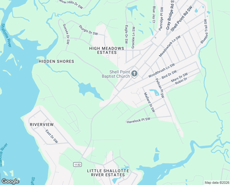 map of restaurants, bars, coffee shops, grocery stores, and more near 3119 Shell Point Road in Shallotte
