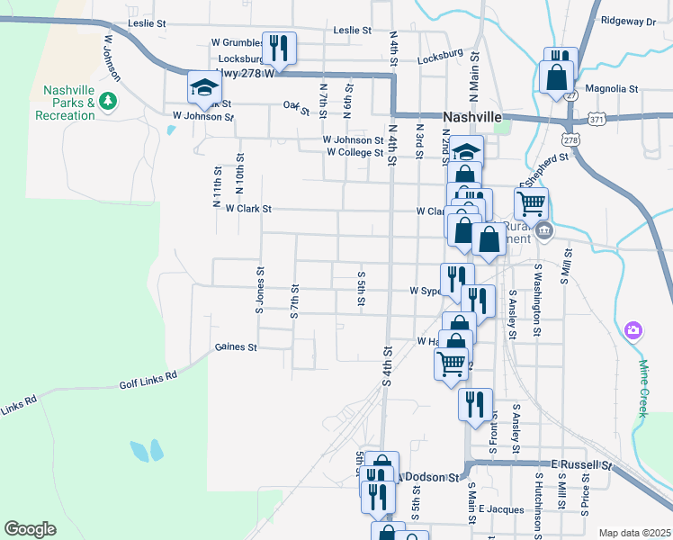map of restaurants, bars, coffee shops, grocery stores, and more near 523 West Hempstead Street in Nashville