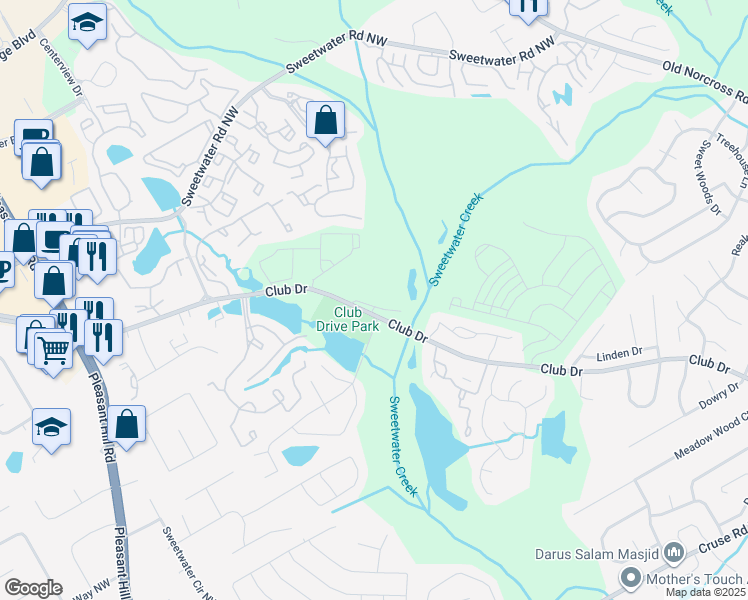 map of restaurants, bars, coffee shops, grocery stores, and more near 3259 Tennington Place in Lawrenceville