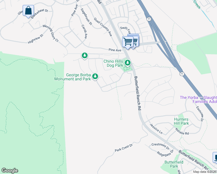 map of restaurants, bars, coffee shops, grocery stores, and more near 5611 Avenida de Portugal in Chino Hills