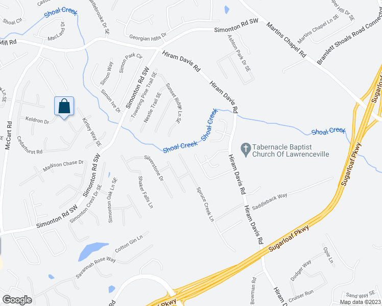 map of restaurants, bars, coffee shops, grocery stores, and more near 627 Overlook Glen Dr in Lawrenceville