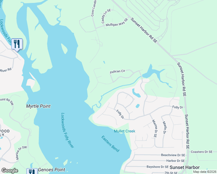 map of restaurants, bars, coffee shops, grocery stores, and more near 2927 Island Drive Southeast in Bolivia