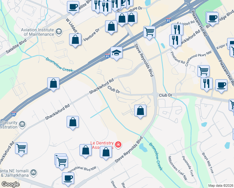 map of restaurants, bars, coffee shops, grocery stores, and more near 4183 Stillwater Drive in Duluth