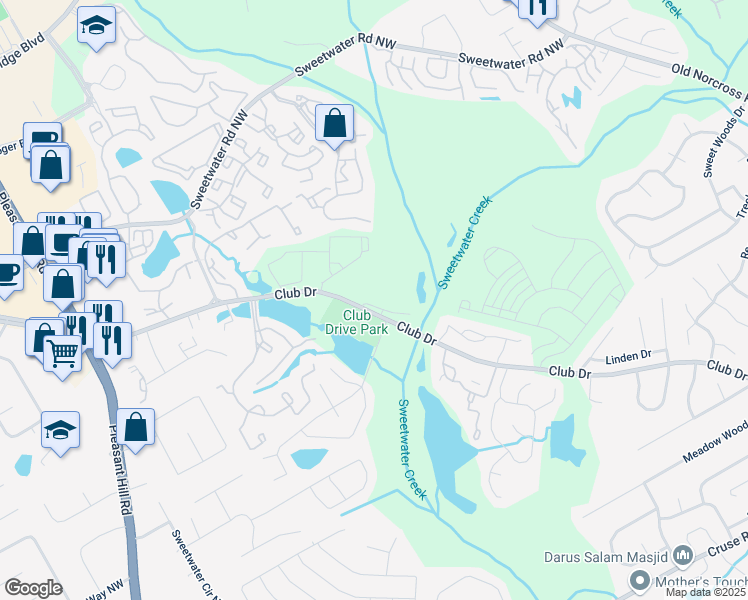 map of restaurants, bars, coffee shops, grocery stores, and more near 3273 Tennington Place in Lawrenceville