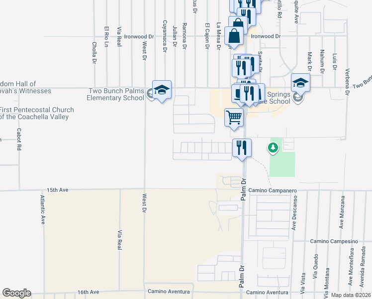 map of restaurants, bars, coffee shops, grocery stores, and more near in Desert Hot Springs