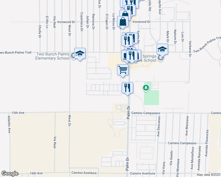 map of restaurants, bars, coffee shops, grocery stores, and more near in Desert Hot Springs