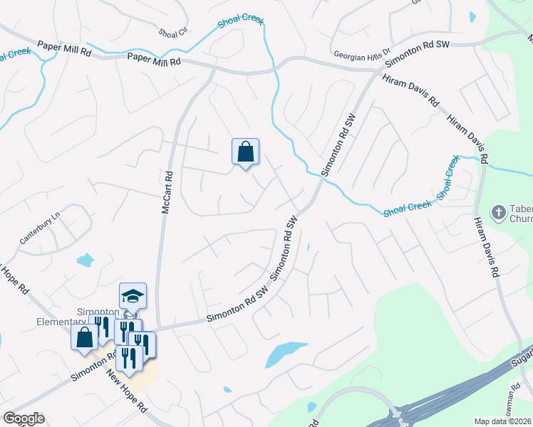map of restaurants, bars, coffee shops, grocery stores, and more near 585 Madison Chase Drive in Lawrenceville