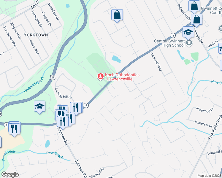 map of restaurants, bars, coffee shops, grocery stores, and more near 980 Lawrenceville Highway in Lawrenceville