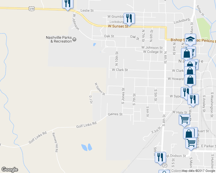 map of restaurants, bars, coffee shops, grocery stores, and more near 201 South 10th in Nashville