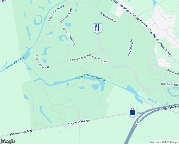 map of restaurants, bars, coffee shops, grocery stores, and more near 391 Canoe Ct in Calabash