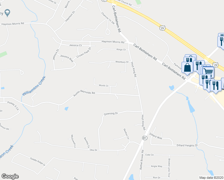 map of restaurants, bars, coffee shops, grocery stores, and more near 1101 Worth Drive in Bethlehem