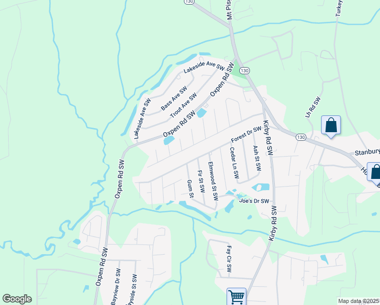 map of restaurants, bars, coffee shops, grocery stores, and more near 2145 Seashore Hills Road Southwest in Brunswick County