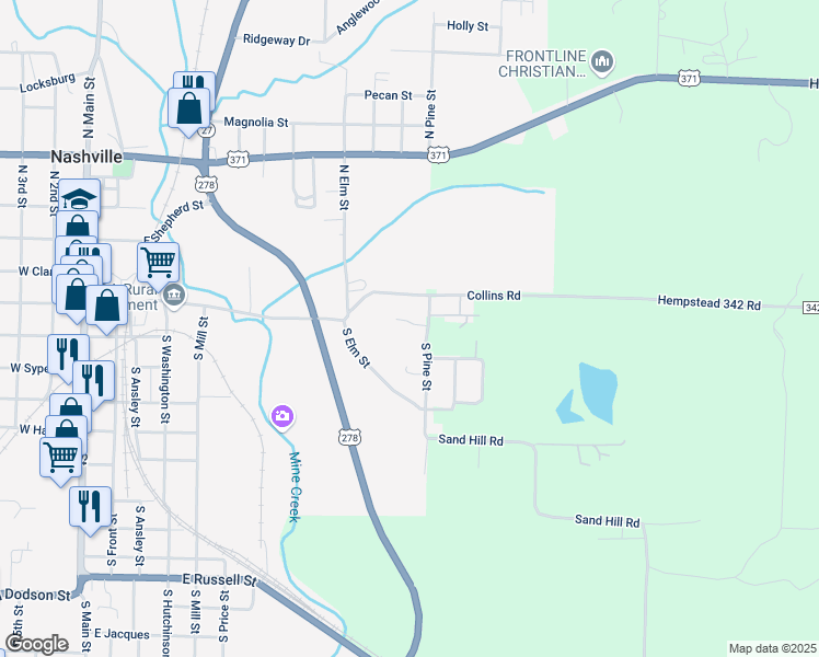 map of restaurants, bars, coffee shops, grocery stores, and more near 302 South Pine Street in Nashville