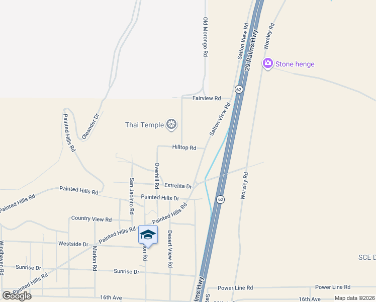map of restaurants, bars, coffee shops, grocery stores, and more near 14701 Old Morongo Road in Whitewater