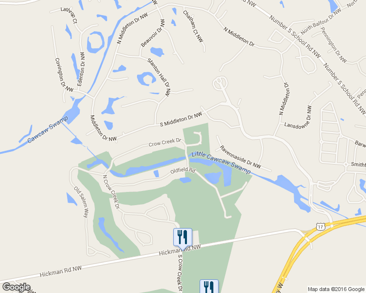 map of restaurants, bars, coffee shops, grocery stores, and more near 654 Crow Creek Drive in Calabash