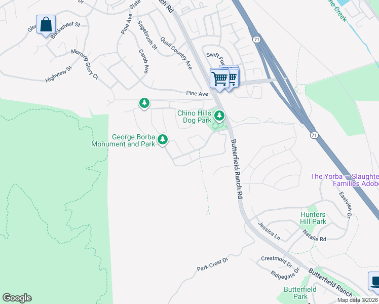 map of restaurants, bars, coffee shops, grocery stores, and more near 5611 Avenida de Portugal in Chino Hills