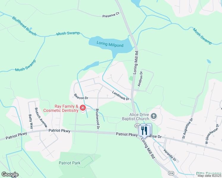 map of restaurants, bars, coffee shops, grocery stores, and more near 3402 Landmark Drive in Sumter