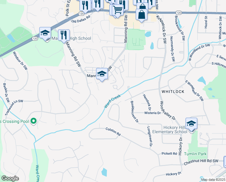 map of restaurants, bars, coffee shops, grocery stores, and more near 570 Hampton Court Northwest in Marietta