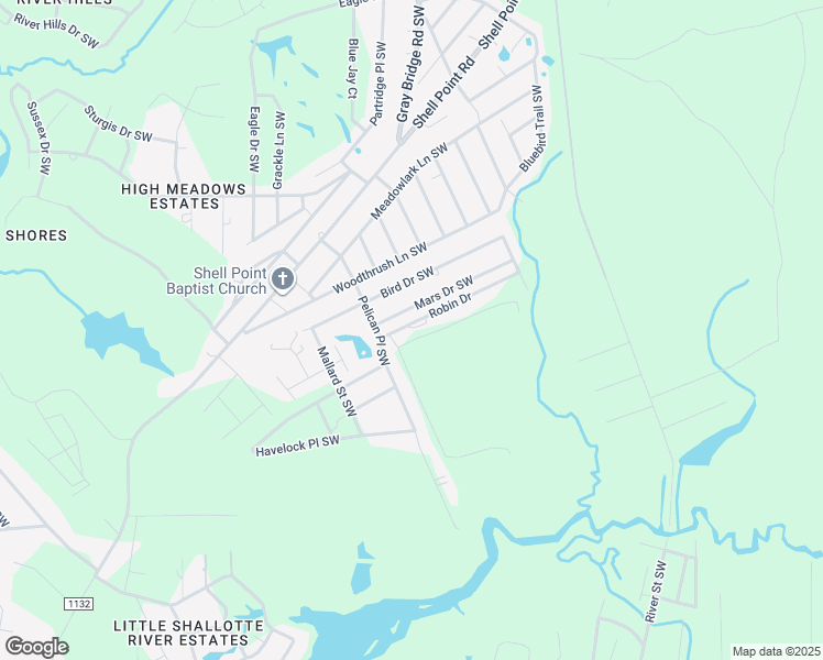 map of restaurants, bars, coffee shops, grocery stores, and more near 2967 Robin Drive in Shallotte